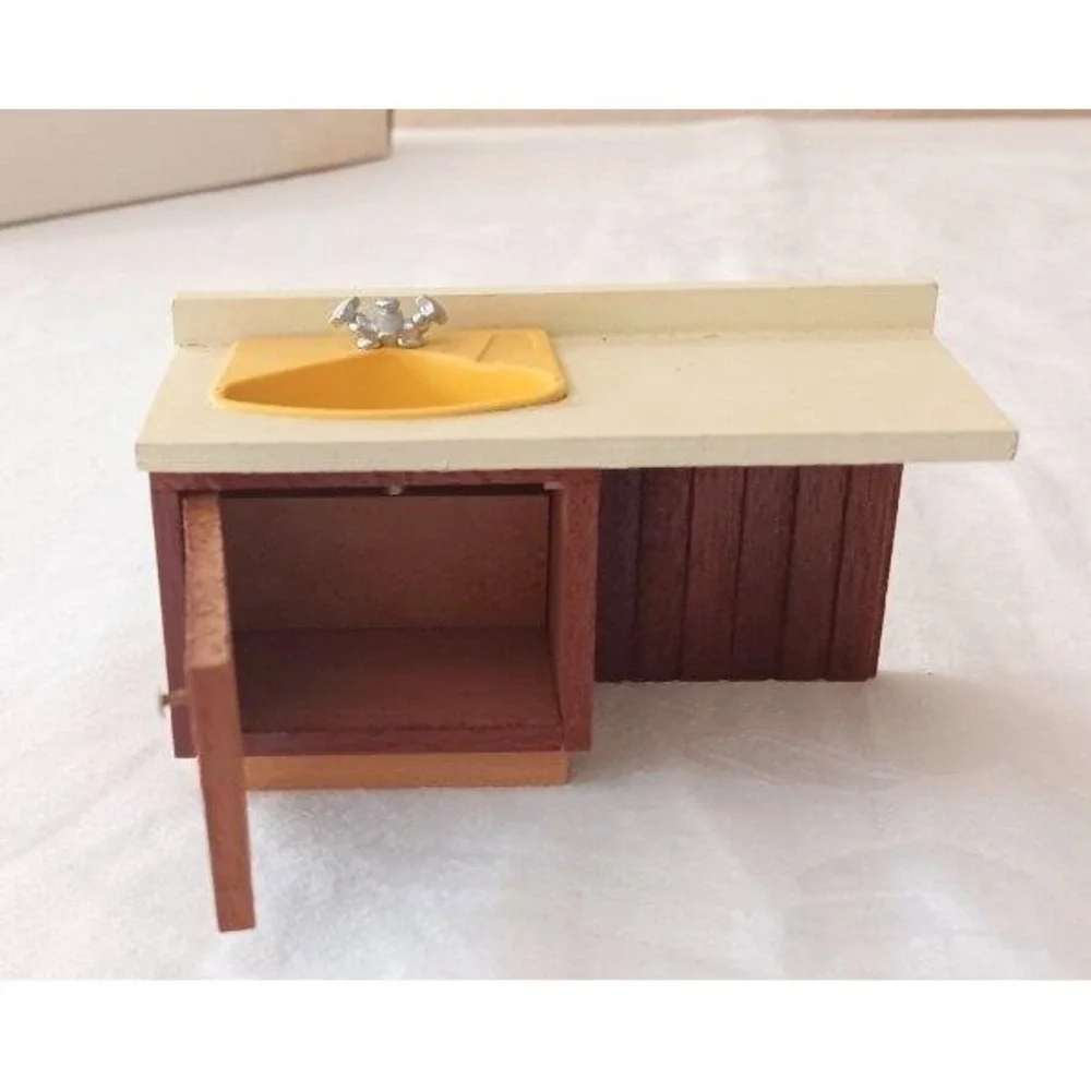 Vintage Lundby Gold Bathroom Lot Dollhouse Furniture Tub Sink Bath Room
